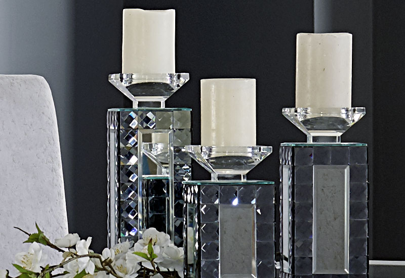 Michael Amini Furniture Designs Com, Mirrored Candle Holder